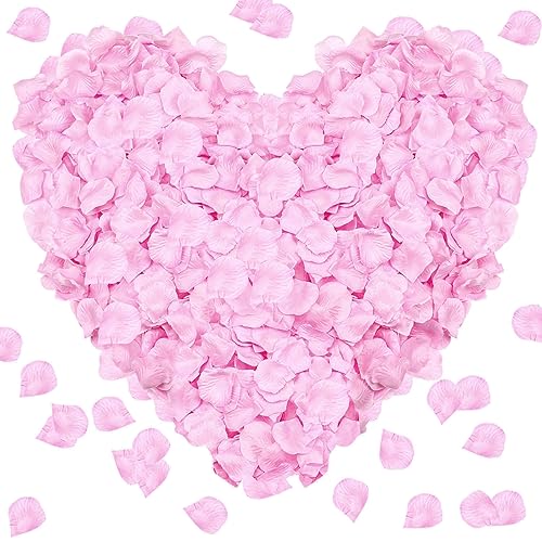 Pyrrhiax 2000Pieces Rose Petals, Artificial Flower Petals Fake Rose Petals Silk Red Rose Petals for Romantic Night,Wedding,Proposal Anniversary Flower Decorations - color: Light Pink, size: 2000pcs