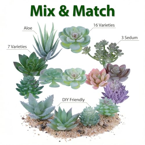 18 Pcs Artificial Succulents, Realistic Succulent Plants,Unpotted Faux Succulent for DIY Crafting Floral Wall Garden Arrangement Home Office Decoration
