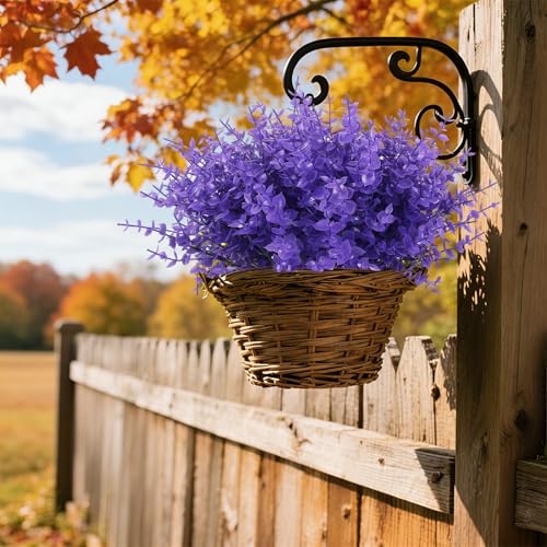 RECUTMS 12 Bundles Artificial Flowers for Outdoors UV Resistant Artificial Greenery Fake Eucalyptus Plants Boxwood Plants Outdoor Shrub Front Porch Patio Spring Decorations for Home(Pure Purple) - color: Pure Purple Eucalyptus, size: 12 Pcs