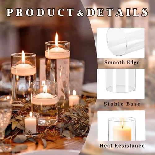 12 Pack Glass Cylinder Vases for Centerpieces 10 Inch Tall Clear Flower Bulk Vase Hurricane Floating Candle Holder for Table Home Decor Wedding Holiday Floral Shelf Party Dining Decoration - size: 10 Inch