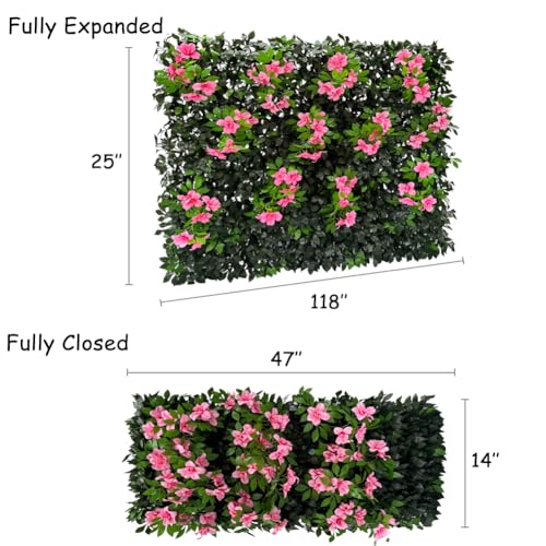 Sumery Expandable Fence Privacy Screen for Balcony Patio Outdoor,Decorative Faux Ivy Fencing Panel,Artificial Hedges (Single Sided Leaves) (1, Branches -Pink Fowers) - color: Branches -Pink Fowers