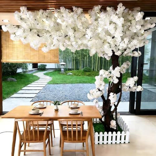 8.2FT Large Artificial Cherry Blossom Trees White,Tall Japanese Fake Cherry Blossom Trees,Arbol De Cerezo Artificial Grande,Faux Sakura Tree for Home Decor Indoor Outdoor Garden Party Wedding - color: White, size: 8ft 2in