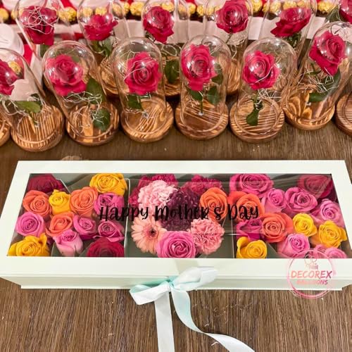 UNIKPACKAGING “MOM” Flower Gift Letter Shaped Fillable Box, with Plastic Liner, Size 22″ x 8″ x 4″ inches, for Luxury Style Flower and Gift Arrangements (Teal) - color: Teal