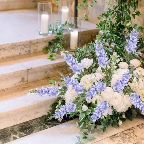 IPOPU 6PCS Light Blue Delphinium Flowers 28.74'' Artificial Snapdragon Fake Larkspur Flowers Bulk for Wedding Garden Home Floral Arrangement Centerpiece (Light Blue) - color: Light Blue