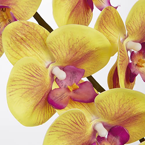 DILATATA Artificial Orchid Flowers 9 Large Heads of Real Touch Vivid Phalaenopsis Orchid Flower Stem 36'' Tall, Artificial Flowers Branches for Home Decor, Office House Decor-Yellow Orchids Flowers - color: Yellow #14