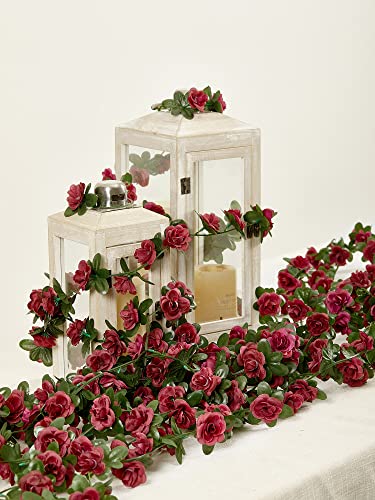 PARTY JOY 8pcs 65.6Ft Flower Garland, Fake Rose Vine Artificial Flowers Hanging Rose Ivy Garland for Room Wall Decor Hanging Baskets Wedding Arch Garden Background Decor - color: 8pc-wine Red, size: 8PC