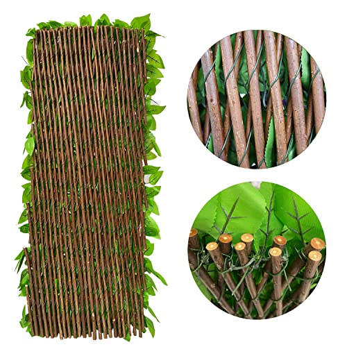 Expandable Fence Privacy Screen for Balcony Patio Outdoor,Decorative Faux Ivy Fencing Panel,Artificial Hedges (Single Sided Leaves) - color: Red Orchids