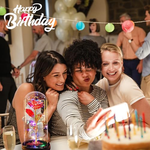 Gifts for Mom Birthday Gifts for Women Red Rose Eternal Flower USB Light Up Rose in Glass Dome Anniversary Flowers for Delivery Prime Galaxy Crystal Flowers Gifts for Mom Women Wife Grandma - color: Usb-red