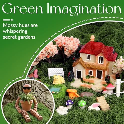 5.3OZ Artificial Faux Moss Fake Green Moss for Crafts Decorative Moss Preserved Moss for Plants Indoor Fairy Garden DIY Decorative Walls Glass Containers Model Making Home (Dark Green) - color: Dark Green