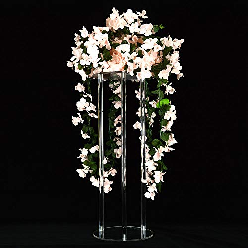 2 Pack 32'' Tall 10'' Dia. Clear Flower Stand Round Wedding Decoration Table Centerpiece Acrylic Floor Vase Decorative Column Props for Floral Arrangement Event Party Decor… - color: Round, size: 32 x 10 Inch (Pack of 2)