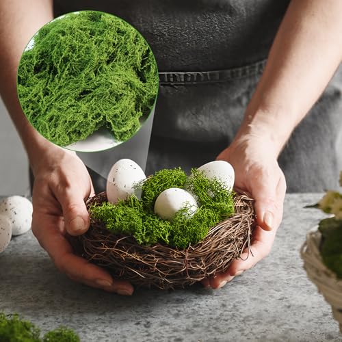 Fake Green Moss for Potted Plants Indoor, 5.3oz Artificial Moss for Crafts, Faux Decor for DIY Decorative, Model Making, Walls, Glass Containers