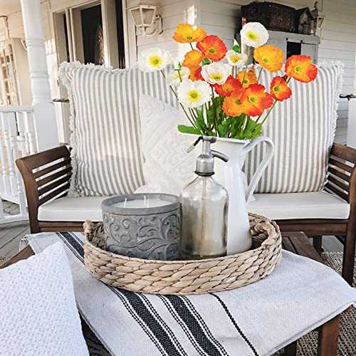 FERIAL 6 Pcs Artificial Poppies Flowers Silk Poppy Flowers Faux Poppy Plants Fake Flowers Bulk for Home Decorations Table Centerpieces Floral Arrangement Wedding Bouquet Mixed Colors - color: White&orange