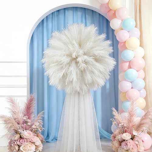 50pcs Ivory Pampas Grass 21.6 Inch Non-Shedding Faux Pampas for Vibrant Warm Home, Boho Weddings and Terracotta Tone Vase Arrangements - color: Ivory