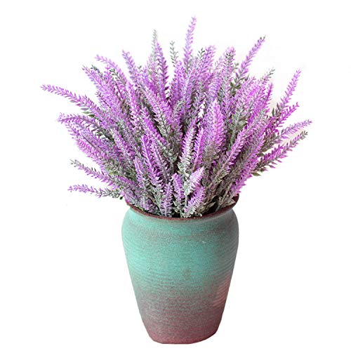 Fake Flowers Lavender, Artificial Flowers for Decoration Faux Flower Plants Plastic Greenery Decorations for Outdoor Garden Outdoors Home Art Floral Arrangements Wedding DIY Bouquet - Fuchsia 4 Pack - color: Lavender-fuchsia-4 Pack