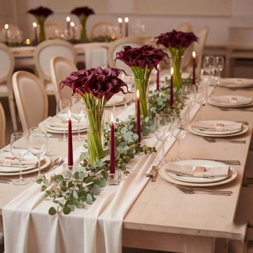 Floral Kingdom 20 Pack 14" Calla Lily Artificial Flowers – Real Touch Burgundy Latex Flowers for Home Decor Tabletop Centerpieces Living Room & Weddings - color: Burgundy