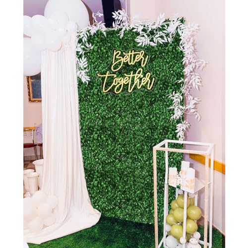 18 Pcs 24"x16" Artificial Grass Wall Panel, Neon Sign 16.5" x 12.2" with Dimmable Switch for Indoor Outdoor Patio Balcony Greenery Garden Privacy Fence Party Wedding Birthday Decor(Better Together) - style: Better Together