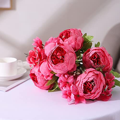 Duovlo Springs Flowers Artificial Silk Peony Bouquets Wedding Home Decoration,Pack of 1 (Spring Pink) - color: Spring Pink