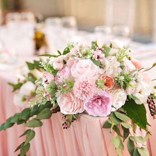 AGIRL Rose Artificial Flowers Combo Fake Flowers Pink Roses Silk Flowers with Stems for DIY Bridal Wedding Bouquets Centerpieces Arrangements Table Party Baby Shower Home Decor - color: Blush Pink