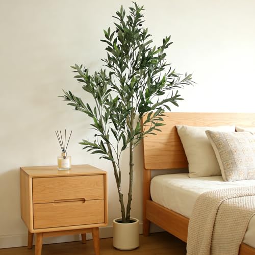 5ft Artificial Olive Tree in Pot, 61“ Large Indoor Fake Olive Potted Plants Faux Greenery Lifelike Tree Plant with Fruits for Kitchen Livingroom Bedroom Office Home Decor (D) - color: D-5ft