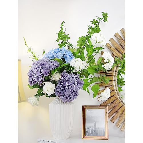 FiveSeasonStuff Real Touch Silk Hydrangea Flowers, 2 Large Long Stem Artificial Flowers for Floral Arrangements (Faded Purple) - color: Faded Purple (2 Stems)