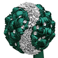XINNI Emerald Green Wedding Bridal Toss Bouquet for Bride Bridesmaid Satin Rose Flower Wedding Bouquet with Meteor Shower Shape Rhinestones Dark Green - color: Dark Green