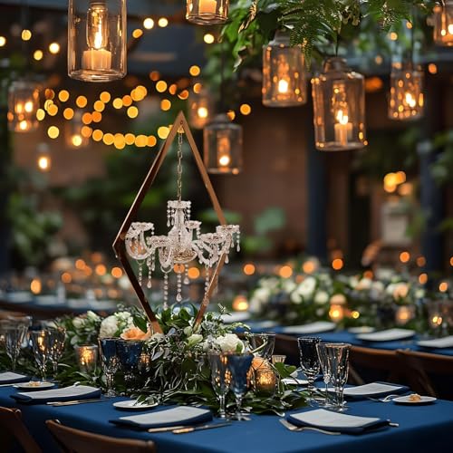 45" Gold Wedding Candelabra Set of 4 | Tall Crystal-Accent Centerpieces with Acrylic Diamond Drops for Reception Tables, Party Decor, Elegant Dining & Events - color: Gold, size: 4PCS