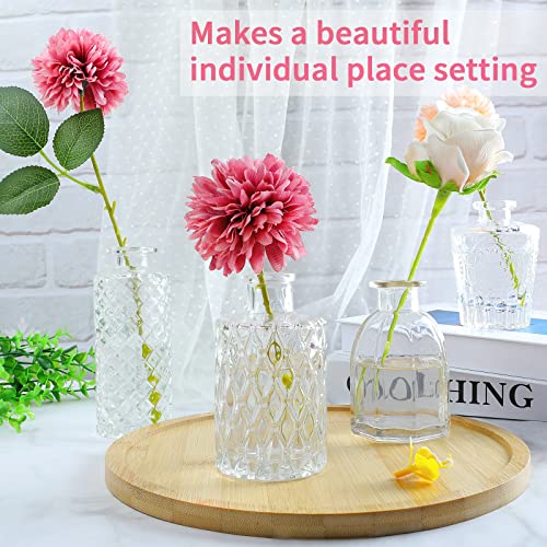 Vintage Flower Vase Set of 24, Clear Glass Bud Vases for Decor, Wedding, Party - color: Clear-24