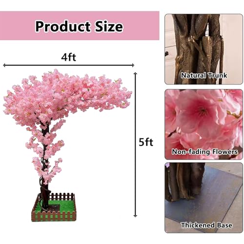 Tall Artificial Cherry Blossom Trees 5ft Purple for Home Decor Indoor Outdoor,Arbol De Cerezo Artificial Grande,Faux Fake Cherry Blossom Tree for Garden Party Wedding - color: Purple, size: 5x4ft