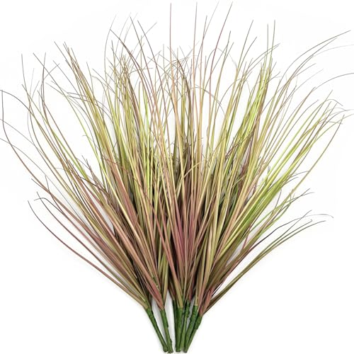 CATTREE Fake Wheat Grass Shrubs Artificial Plants, Faux Greenery Plastic Leaves Bushes for Indoor Farmhouse Garden Wedding Party DIY Decorations Office UV Resistant Planter Filler - Purple 8 Bundles - color: Grass - Purple - 8 Pack