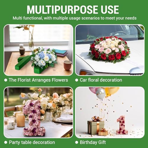 Leinuosen 12inch Dry and Wet Floral Foam Numbers Blocks Green Foam Blocks for Fresh and Artificial Flowers for Weddings Birthday Flower Arrangement Craft Project Garden Decoration(Number 1) - style: Number 1