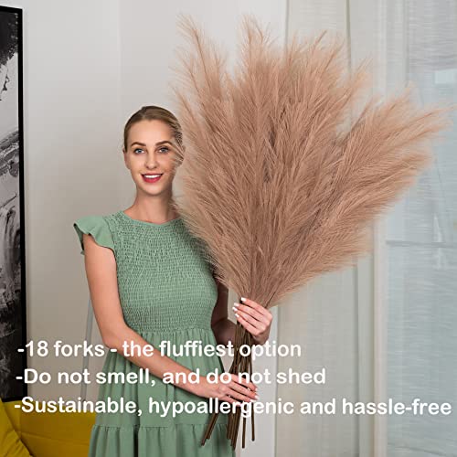 Pampas Grass Decor Tall, 43"/110cm Faux Pampas Grass 6 Stems Large Pompass Grass Branches Tall Bulk Boho Flower Arrangement for Home Room Wedding Party Decor (Taupe) - color: Taupe