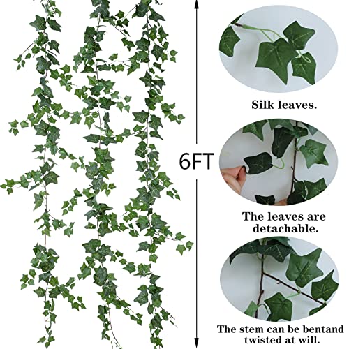 3Pcs Artificial Greenery Ivy Vines Kit, 6FT Odorless Silk Ivy Garland, Green Leaves Fake Hanging Plants, for Boho Decor, Home, Classroom, Wall, Party and Wedding Decoration - color: Green