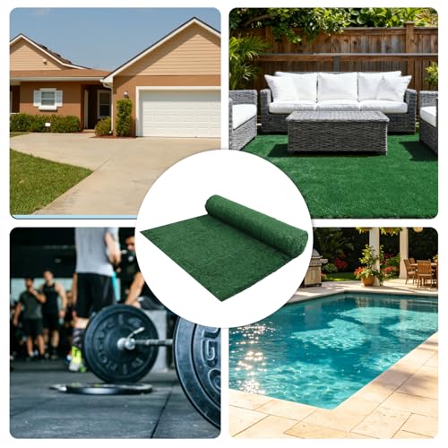 7ft x 10ft Outdoor Artificial Grass Rug, Turf Carpet with 15mm Pile Height for Large Area Coverage, Durable Grass Mat for Patio, Garden, Deck & Poolside, Fast Drainage, Low Maintenance - size: 7 x 10 FT