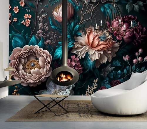 Cliouar-Peony Flowers Mural Wallpaper Peel and Stick 137" x 102"