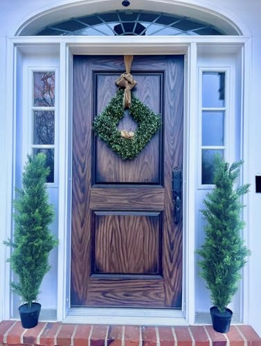 Set of 2 UV-Resistant Artificial Cedar Trees - Pre-Potted Faux Plants for Indoor and Outdoor Decor (3ft)