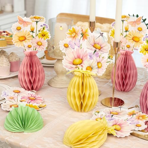 Hopecore 9 PCS Daisy Flowers Centerpieces Daisy Flowers Birthday Party Decorations Honeycomb Table Centerpieces Supplies for Home Wedding Baby Shower Decor - color: Daisyflower