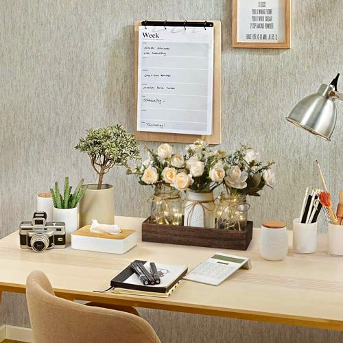 Centerpieces for Tables Coffee Table Centerpiece Decor with Wood Tray for Kitchen Decor Home Living Room Decor Rustic Farmhouse Decor,White - color: white