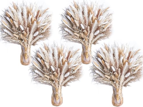 440PCS Natural Pampas Grass Mix Bouquet | Dried Pampas Bouquet for Wedding Boho Flowers Home Table Decor Desk Decor, Rustic Farmhouse Decor (440PCS) - size: 440PCS