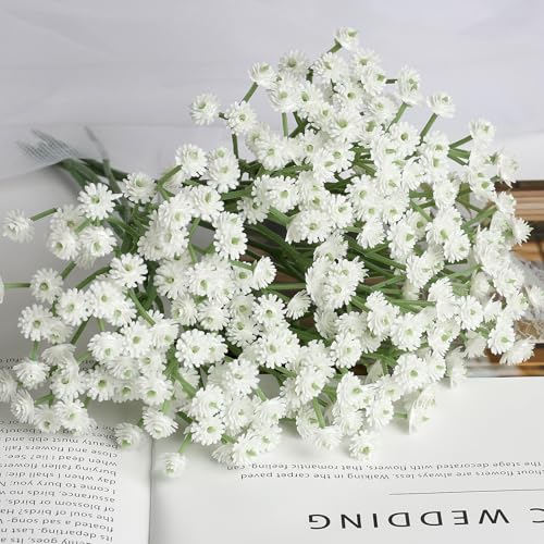 Babys Breath Artificial Flowers 18pcs White Gypsophila Bouquet, Realistic Fake Babys Breath Flowers for Wedding Bouquets Centerpieces Floral Arrangements Party Decor - color: White