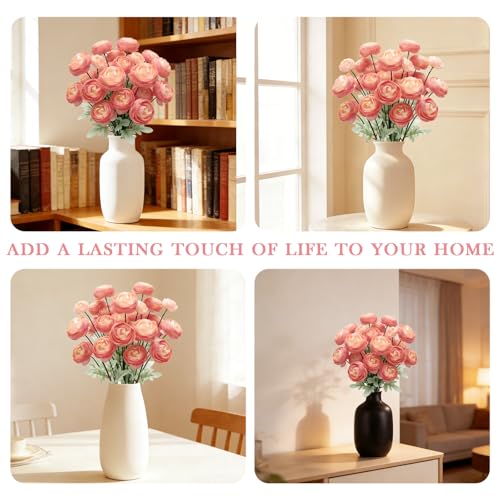 Artificial Silk Peony Fake Flowers,6PCS Artificial Faux Peonies Bulbs with 24 Silk Heads for Indoor Outdoor DIY Bouquets Wedding Centerpieces Home Decoration - color: Rose Red