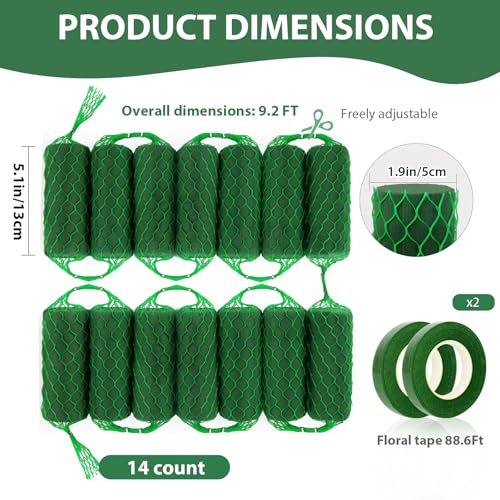 14 Pcs Floral Foam Garland 9.2ft Flower Sponge Blocks Kit, Absorption Flower Holder Arch Door Tabletop Flower Arrangement Material Floral Craft Wet Foam Blocks for Home Wedding Holiday Decoration - color: 14 Pcs