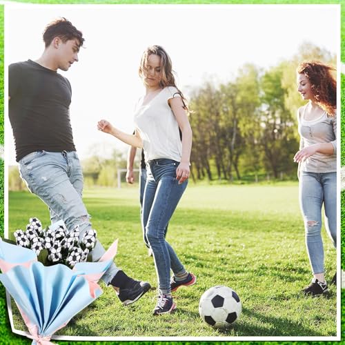 Suhine 12 Pcs Artificial Soccer Rose Flowers Sports Party Favors Bulk for Birthday Graduation Wedding Party Decorations Table Centerpieces Mom Fans Team Coach Senior Night Gift (Soccer Color, Normal) - color: Soccer Color, size: Normal