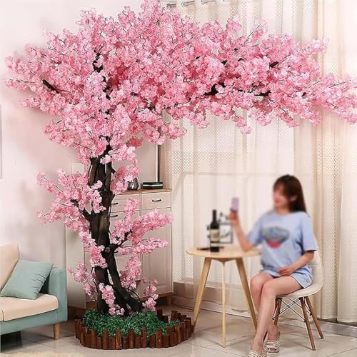 Japanese Artificial Cherry Tree Artificial Cherry Blossom Trees Fake Cherry Blossom Tree Indoor Outdoor Home Office Party Wedding Hotel,Pink,H14.7 * 11.4ft - color: Pink, size: H14.7*11.4ft