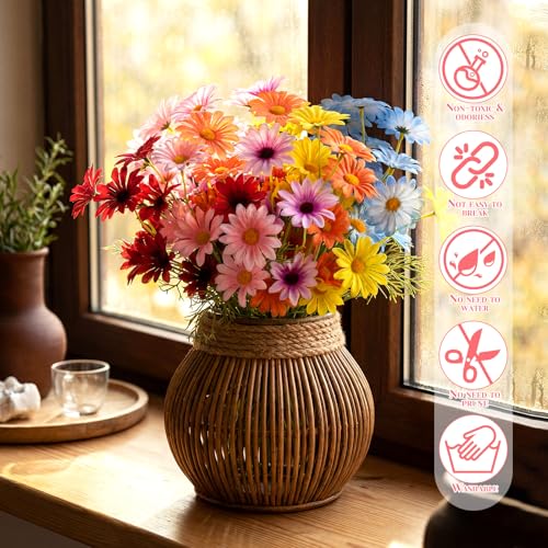Giegxin 100 Pcs Artificial Daisy Flowers Bulk Realistic Fake Daisies Faux Wildflower Daisy UV Resistant Silk Fake Flowers Plants for Outside Wedding Garden Home Table Decor (Mix Colors) - color: Mix Colors