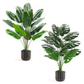Der Rose 2 Pack 28" Tall Bird of Paradise Artificial Plants and Artificial Monstera Plants Tropical Fake Potted Banana Tree Faux Plants Indoor and Outdoor for Home Office Living Room Porch Decor
