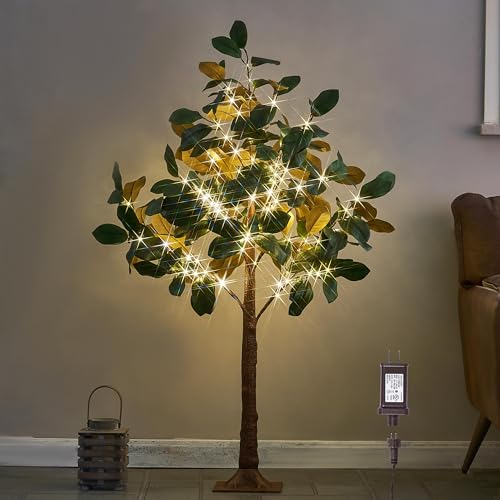 Hairui Lighted Magnolia Tree 4FT 165 LED Fairy Lights, Faux Plant Tree with Lights for Home Holiday Spring Decoration - style: 4FT-Magnolia Tree