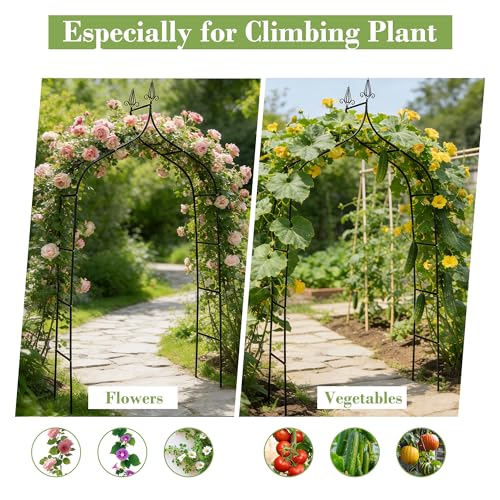 Metal Arbor Frame Stand, Garden Arch Trellis for Plants, Wedding Decor Backdrop Flower Stand, 8.4 * 4.6 FT - color: Green