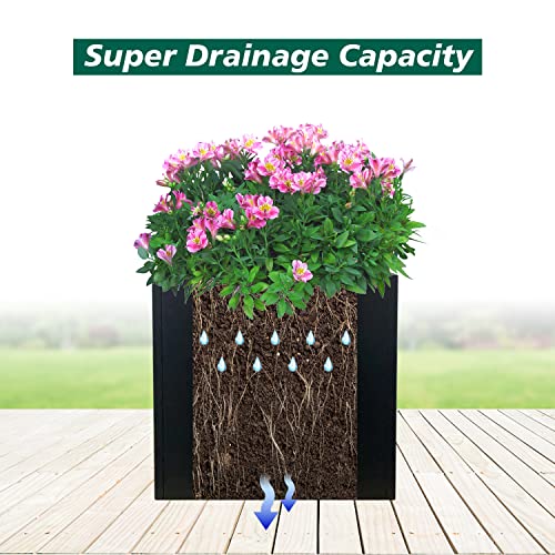 Galvanized Steel Planter Box Black Metal Planter 24Inch Large Square Indoor Outdoor Planters Cube Steel Heavy Duty Planter Powder Coating Modern Commercial Residential for Plants, Patio, Yard, Garden - color: Black, size: 24" L x 24" W x 24" H