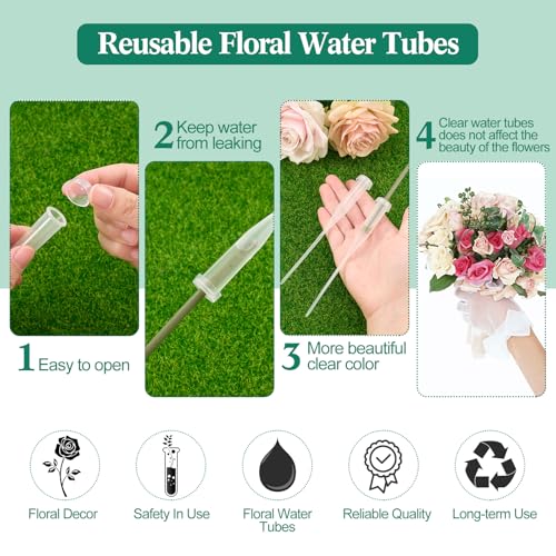 Tessco for you 90 Pcs Floral Water Tubes 6 Inch Floral Tubes Plastic Flower Supplies for Fresh Flowers with Rubber Cap for Flower Stem Arrangements Florist Supplies (Clear) - color: Clear, size: 6 Inch