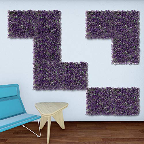 E&K 20" x 20" Artificial Plant Fence Panel Faux Leaves Grass Wall Privacy Screen Panel Decorative for Indoor Outdoor (6 Pcs) - color: Boxwood - Milan 02